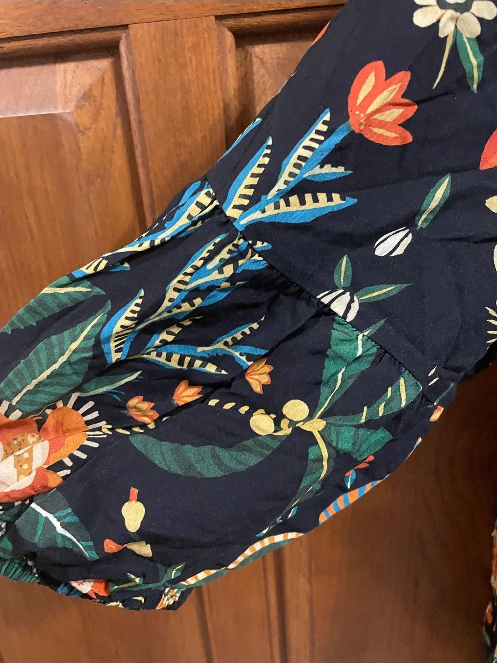 BloomChic Black Floral Tie-Front Tunic Orange &  Yellow Accents NWT Sz. 14/16